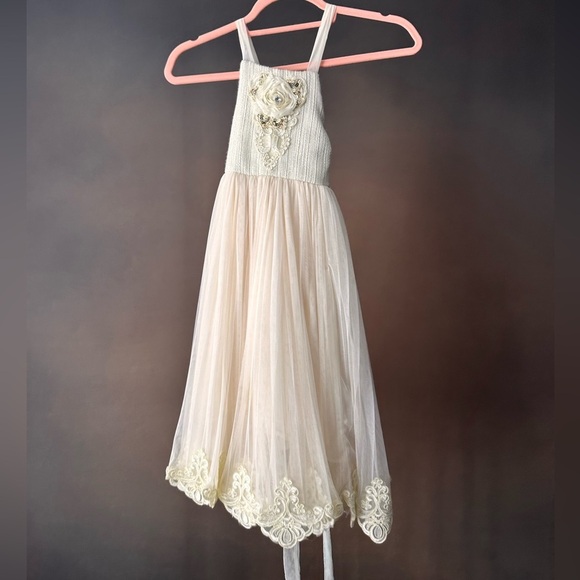 White rose kids dress#B4